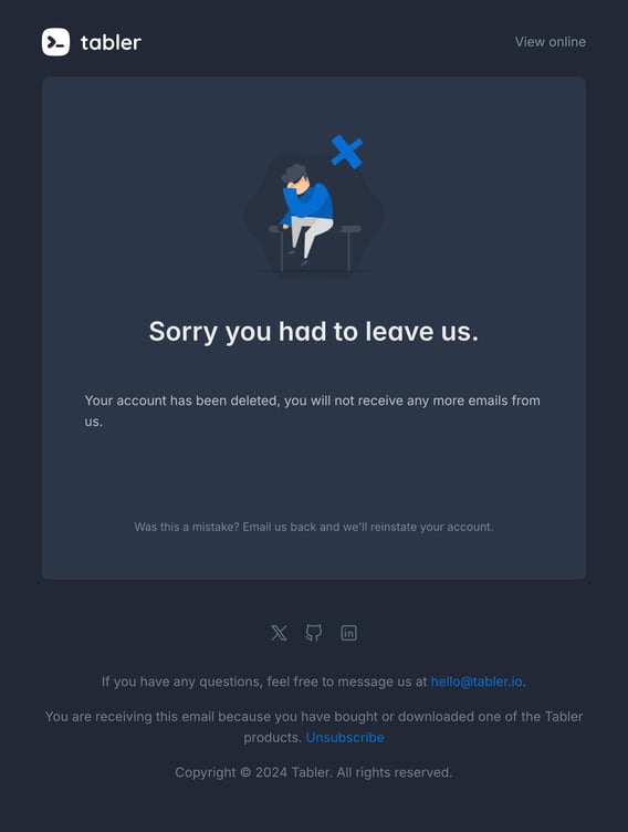 Tabler Emails - account-deleted Dark