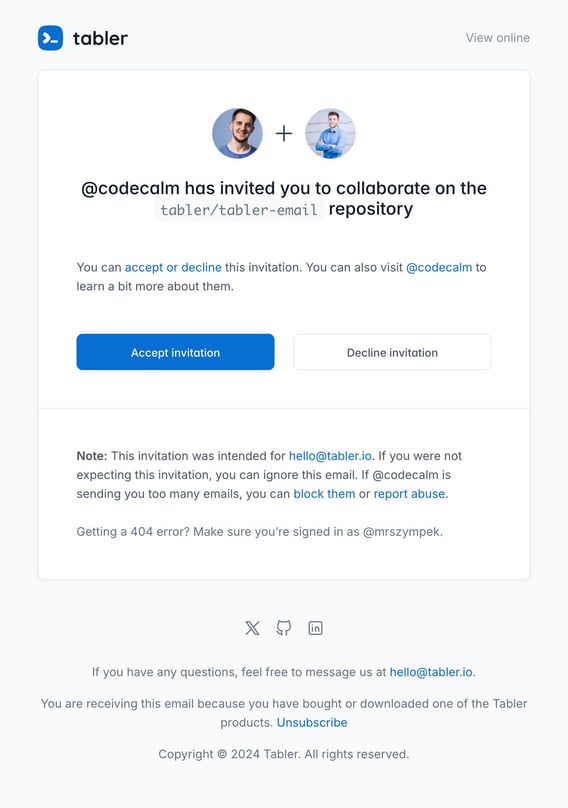 Tabler Emails - invitation