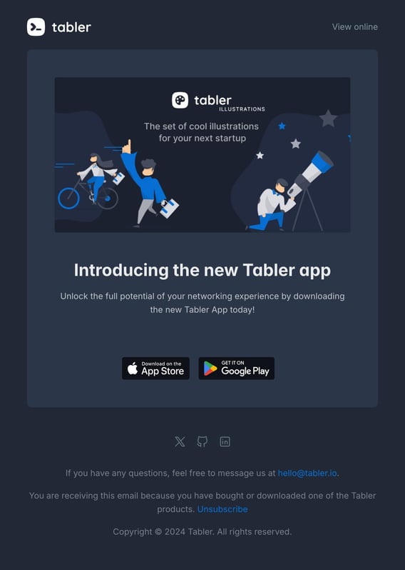 Tabler Emails - new-app Dark