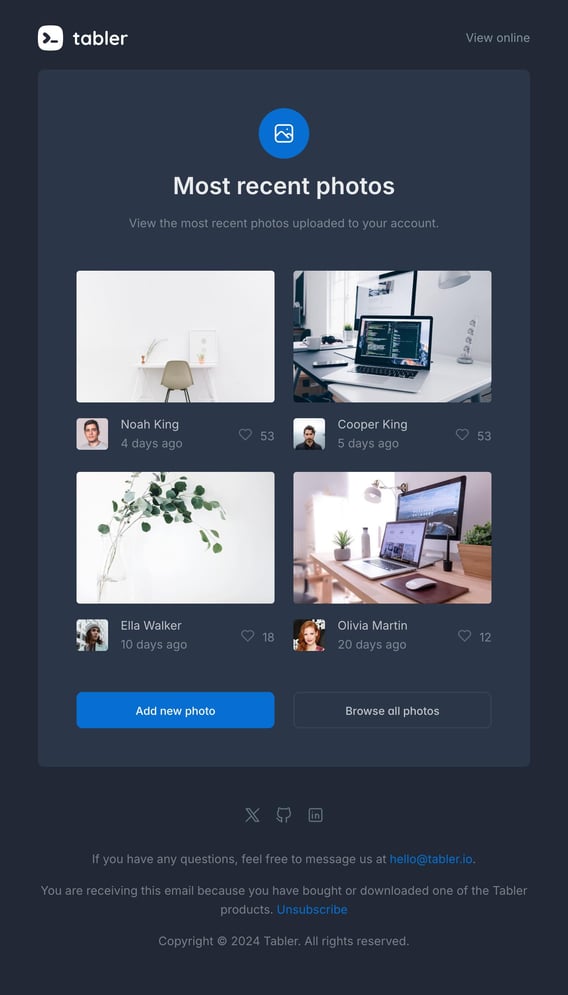 Tabler Emails - new-photos Dark
