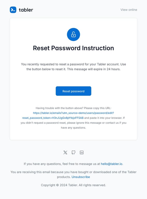 Tabler Emails - password