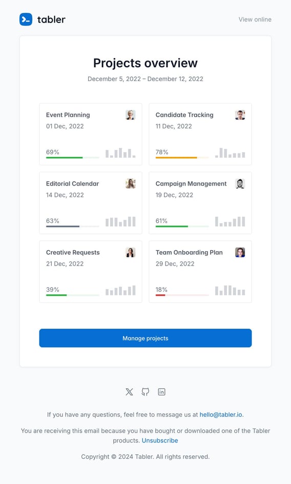 Tabler Emails - projects