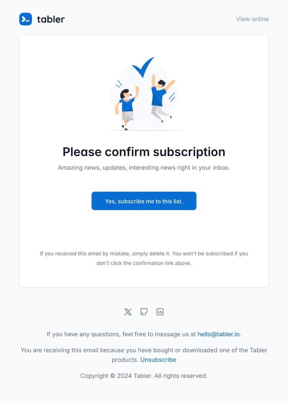 Tabler Emails - subscription