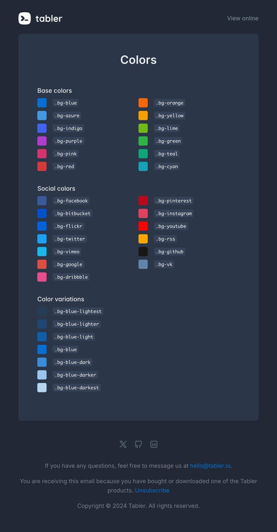 Tabler Emails - ui-colors Dark