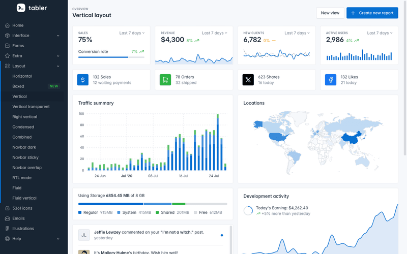 Tabler Admin Template - Sidebar Navigation Demo